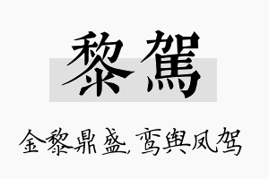 黎驾名字的寓意及含义