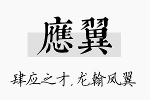 应翼名字的寓意及含义