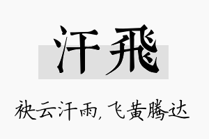 汗飞名字的寓意及含义