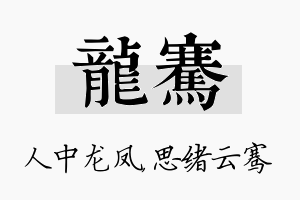 龙骞名字的寓意及含义