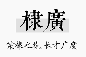 棣广名字的寓意及含义