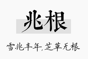 兆根名字的寓意及含义