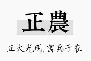 正农名字的寓意及含义