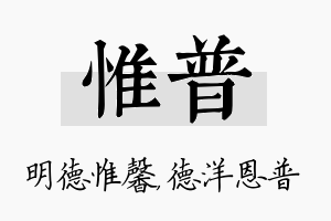 惟普名字的寓意及含义