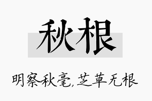 秋根名字的寓意及含义