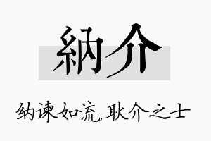 纳介名字的寓意及含义