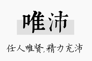 唯沛名字的寓意及含义