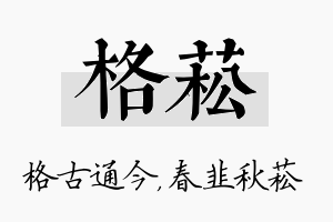 格菘名字的寓意及含义