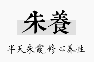 朱养名字的寓意及含义