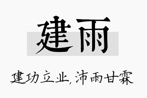 建雨名字的寓意及含义