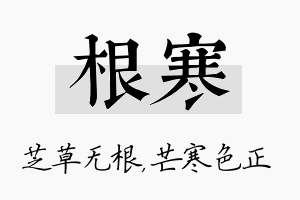 根寒名字的寓意及含义