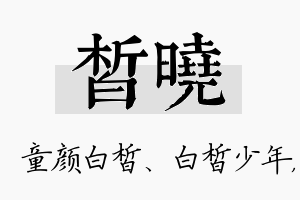 皙晓名字的寓意及含义