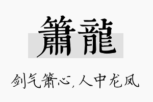 箫龙名字的寓意及含义