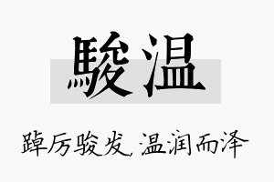 骏温名字的寓意及含义