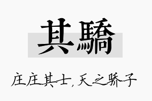 其骄名字的寓意及含义