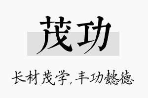 茂功名字的寓意及含义