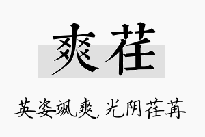 爽荏名字的寓意及含义