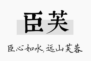 臣芙名字的寓意及含义