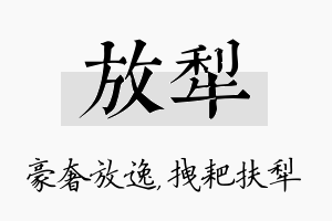 放犁名字的寓意及含义