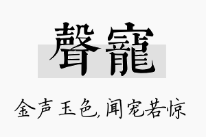 声宠名字的寓意及含义