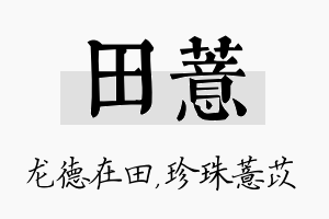 田薏名字的寓意及含义