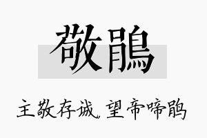 敬鹃名字的寓意及含义