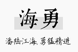 海勇名字的寓意及含义