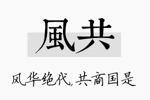 风共名字的寓意及含义