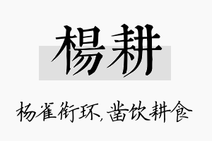 杨耕名字的寓意及含义