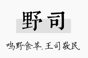 野司名字的寓意及含义