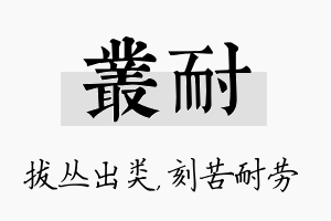 丛耐名字的寓意及含义