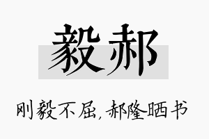 毅郝名字的寓意及含义