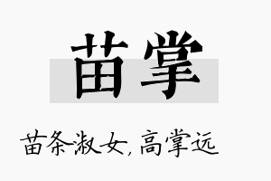 苗掌名字的寓意及含义