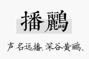 播鹂名字的寓意及含义