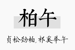 柏午名字的寓意及含义