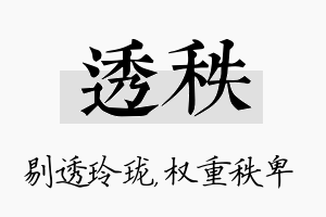 透秩名字的寓意及含义