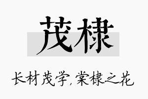 茂棣名字的寓意及含义