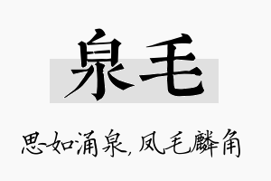 泉毛名字的寓意及含义