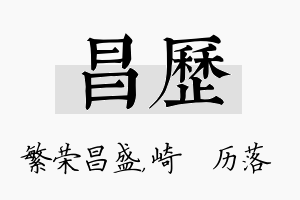 昌历名字的寓意及含义