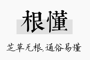 根懂名字的寓意及含义