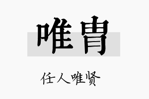 唯胄名字的寓意及含义