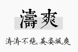 涛爽名字的寓意及含义