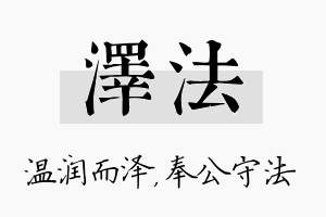 泽法名字的寓意及含义