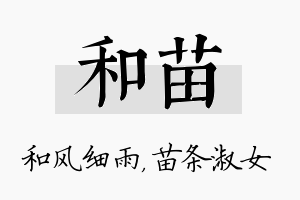 和苗名字的寓意及含义