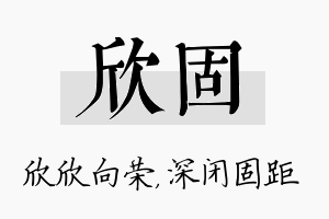 欣固名字的寓意及含义