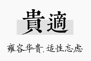 贵适名字的寓意及含义