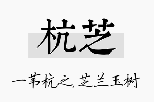 杭芝名字的寓意及含义