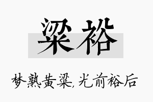 粱裕名字的寓意及含义