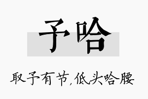 予哈名字的寓意及含义