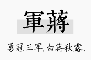 军蒋名字的寓意及含义